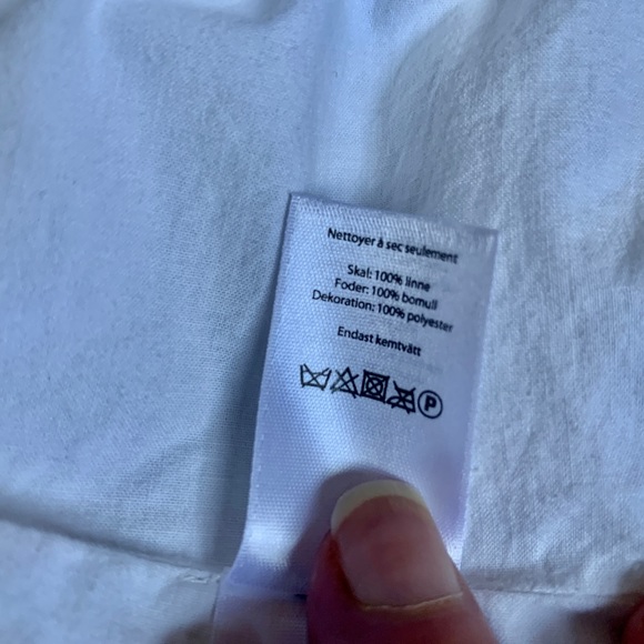 Linen Vineyard Vines Mini.Dress White Scallop Embroidered Shift Nautical in Sz 8 - Picture 14 of 16